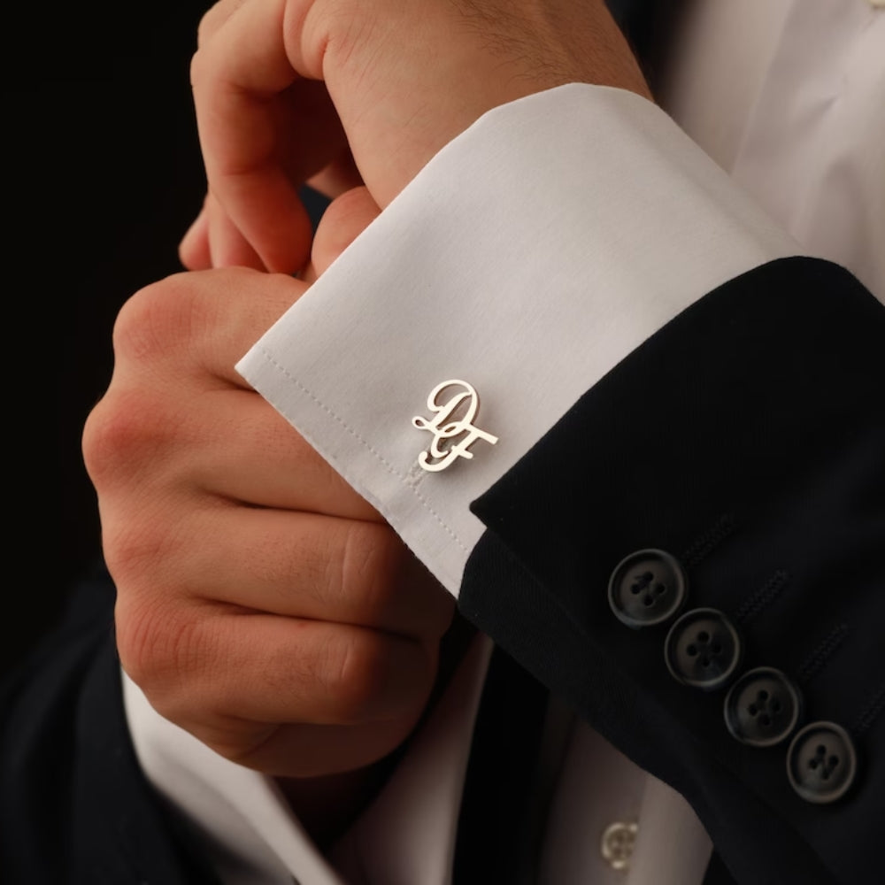 Personalised Monogram Cufflinks for Groom - Tanishaq