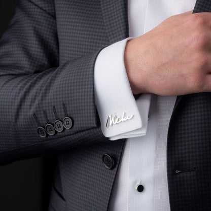 Personalized Signature Style Wedding Cufflinks - Tanishaq