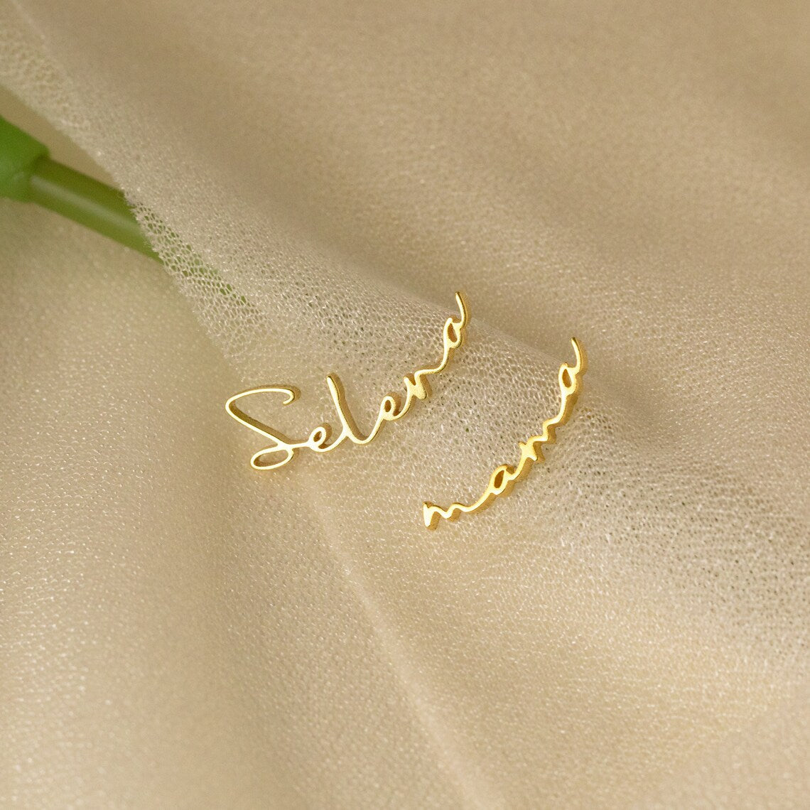 Minimalist Name Earrings - Tanishaq