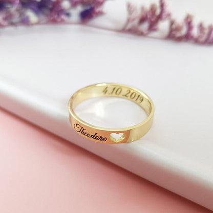 Custom Inside Outside Engraved Name Ring Mothers Day Gift - Tanishaq