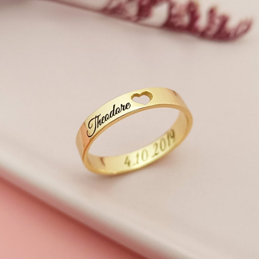 Custom Inside Outside Engraved Name Ring Mothers Day Gift - Tanishaq