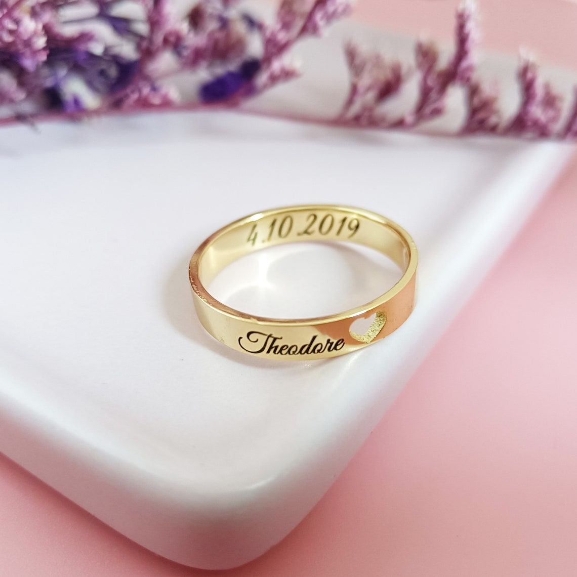 Custom Inside Outside Engraved Name Ring Mothers Day Gift - Tanishaq