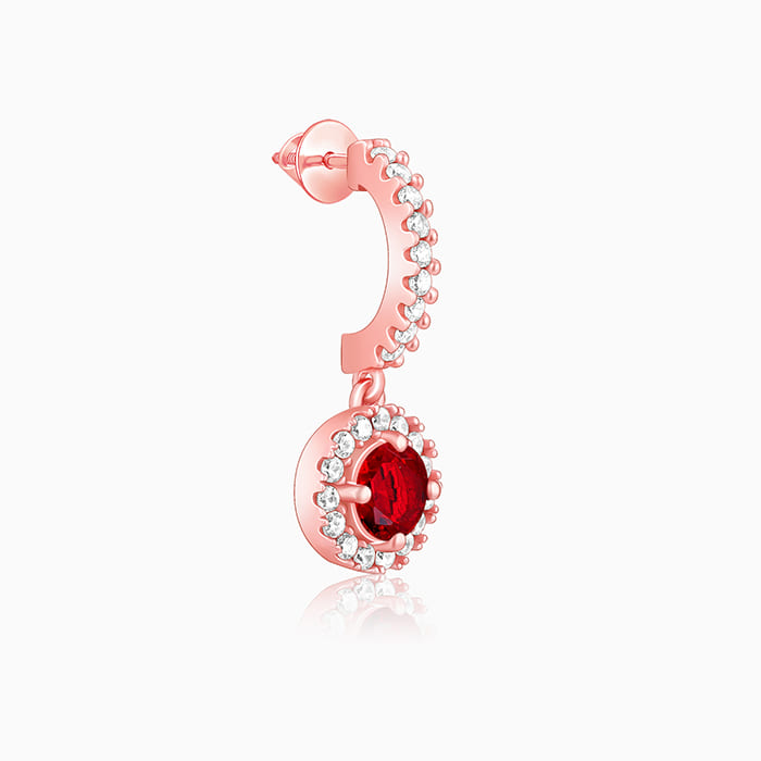 Rose Gold Red Drizzle Drop Earrings