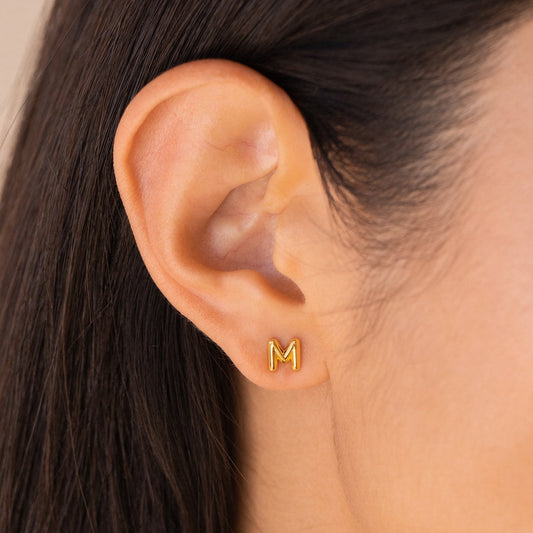 Personalised Dainty Initial Letter Stud Earrings - Tanishaq