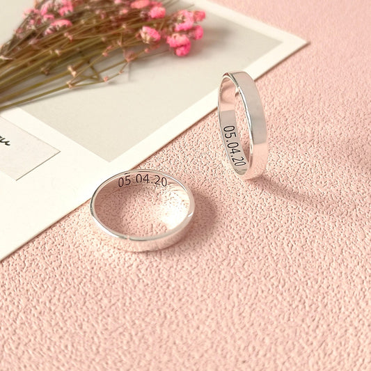 Personalized Couple Rings set With Engraving - Tanishaq