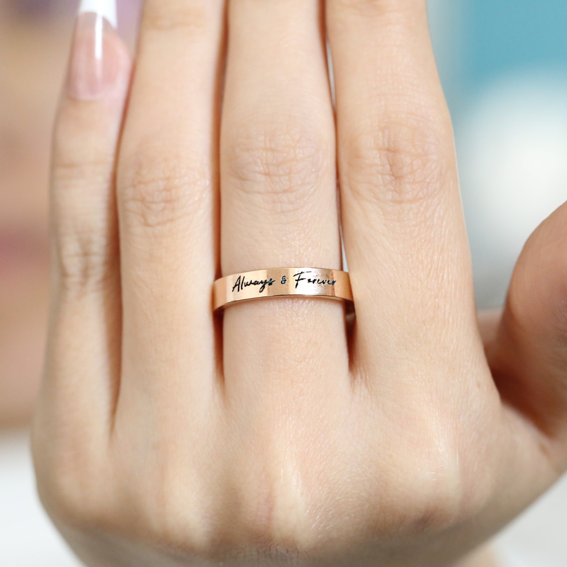 Personalized Handwriting Engraved Ring - Tanishaq