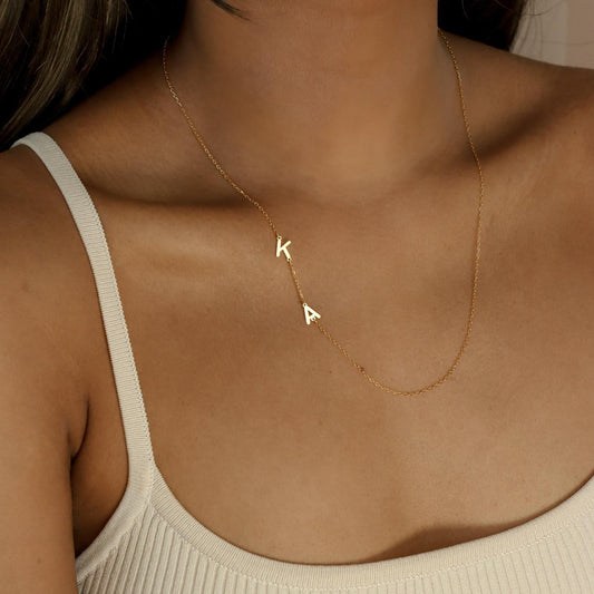 Sideways Initial letter name Necklace - Tanishaq