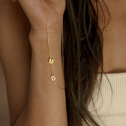 Sideways Initial letter name Necklace - Tanishaq