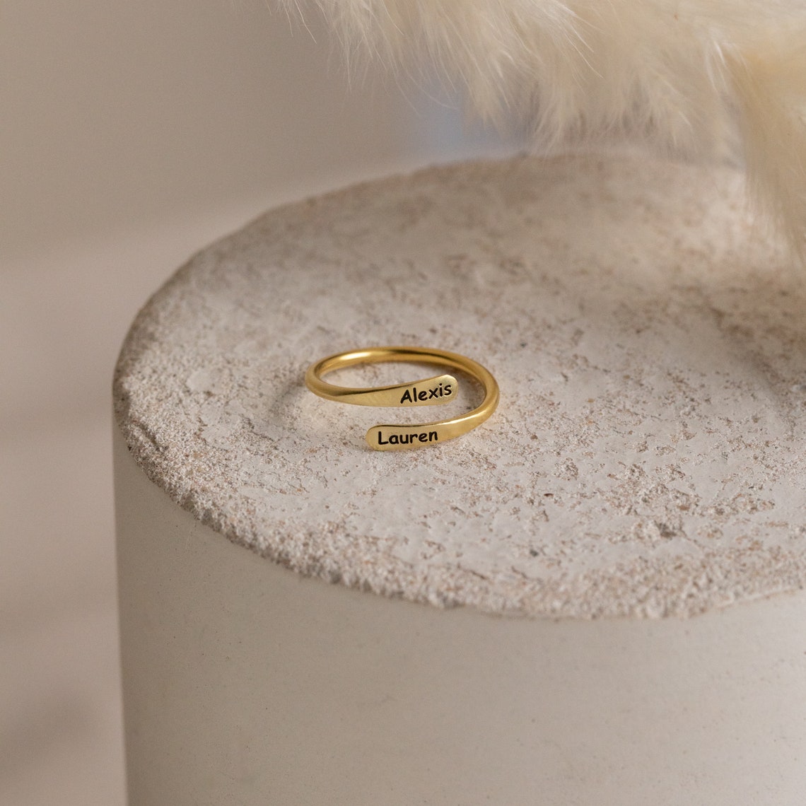 Personalized Rounded Edge Wrap Name Ring - Tanishaq