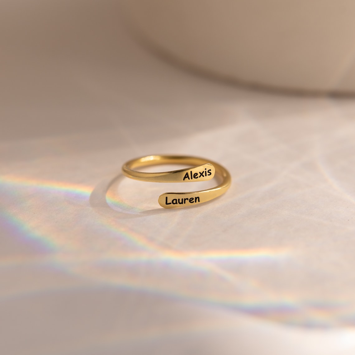 Personalized Rounded Edge Wrap Name Ring - Tanishaq