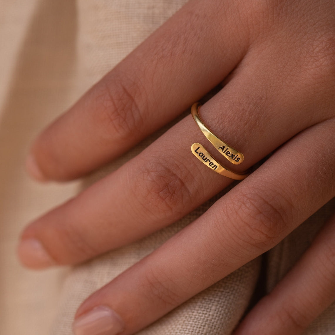 Personalized Rounded Edge Wrap Name Ring - Tanishaq