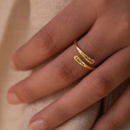 Personalized Rounded Edge Wrap Name Ring - Tanishaq