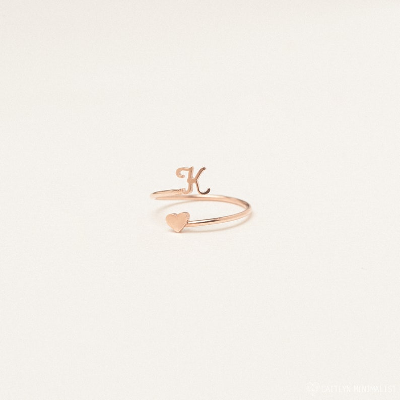 Personalized Dainty Initial Heart Ring - Tanishaq