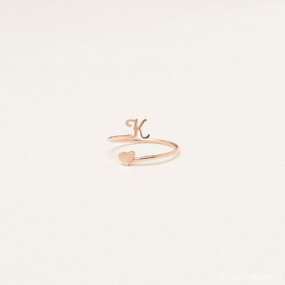 Personalized Dainty Initial Heart Ring - Tanishaq