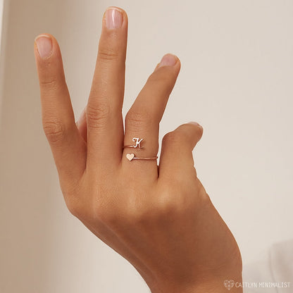 Personalized Dainty Initial Heart Ring - Tanishaq